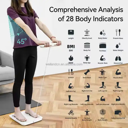 Smart Personal Scale with 8 Electrodes 1g Accuracy LCD Display Tempered Glass and Plastic Material for Body Analysis